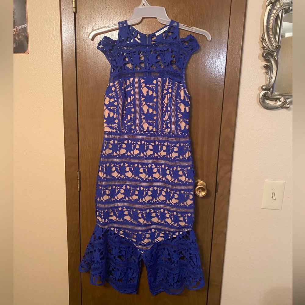 Cooper St Royal Blue Crocheted Lace Dress